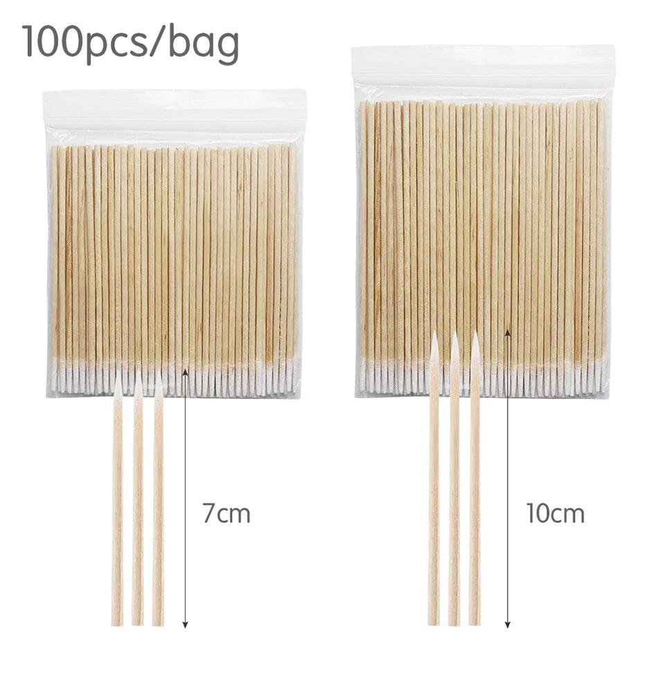 Coton-tige en bois avec micro brosse, bâtons de cils, bourgeons, pointe d'oreille, cure-dents, maquillage, bâtons de blogueur oculaire, colle remodelée, 500 pièces, 1000 pièces, N64.Wood