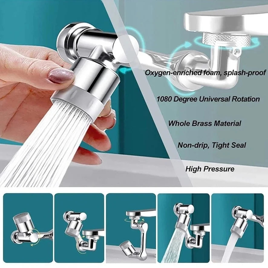 Extension de buse de robinet d'eau en acier inoxydable, pulvérisateur universel, aérateur HOmall, 2 modes de pulvérisation, 1080 °