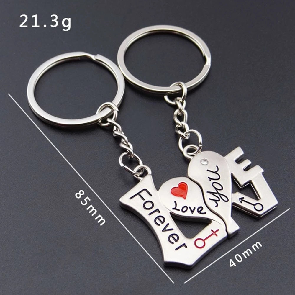 Ensemble de porte-clés coeur rouge en métal, pendentif de sac, je t'aime, cadeau de jour de Leon, petit ami, petite amie, couple, hommes, JOWomen, 2 pièces