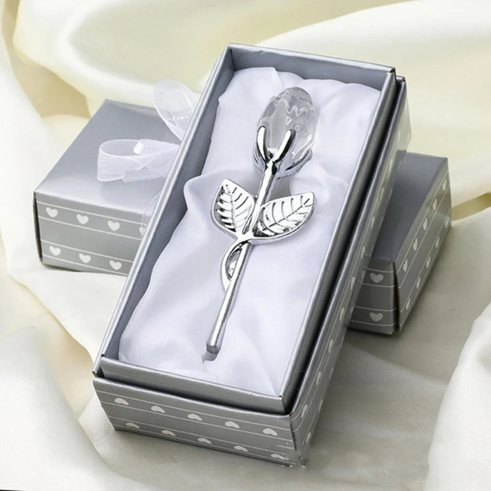 Fleur de rose artificielle en verre de cristal pour petite amie, argent, or, cadeau de la Saint-Valentin, cadeau de mariage pour invité, le plus récent