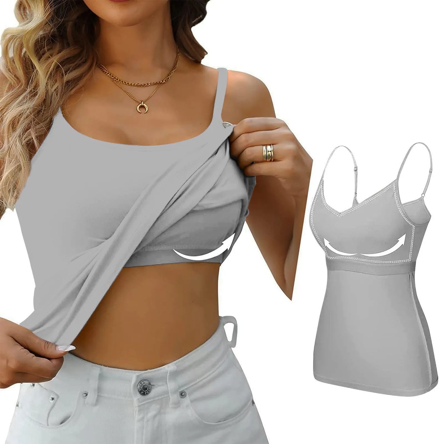 Soutien-gorge rembourré pour femme, haut précieux, camisole réglable, soutien-gorge intégré, camisole spaghetti en modal, vêtements de fitness