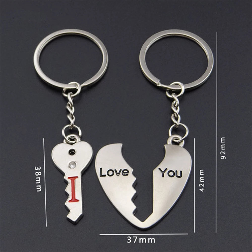 Ensemble de porte-clés coeur rouge en métal, pendentif de sac, je t'aime, cadeau de jour de Leon, petit ami, petite amie, couple, hommes, JOWomen, 2 pièces