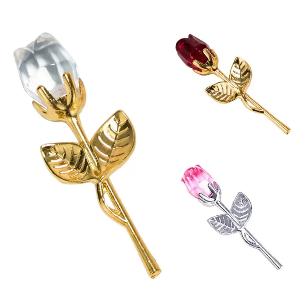 Fleur de rose artificielle en verre de cristal pour petite amie, argent, or, cadeau de la Saint-Valentin, cadeau de mariage pour invité, le plus récent