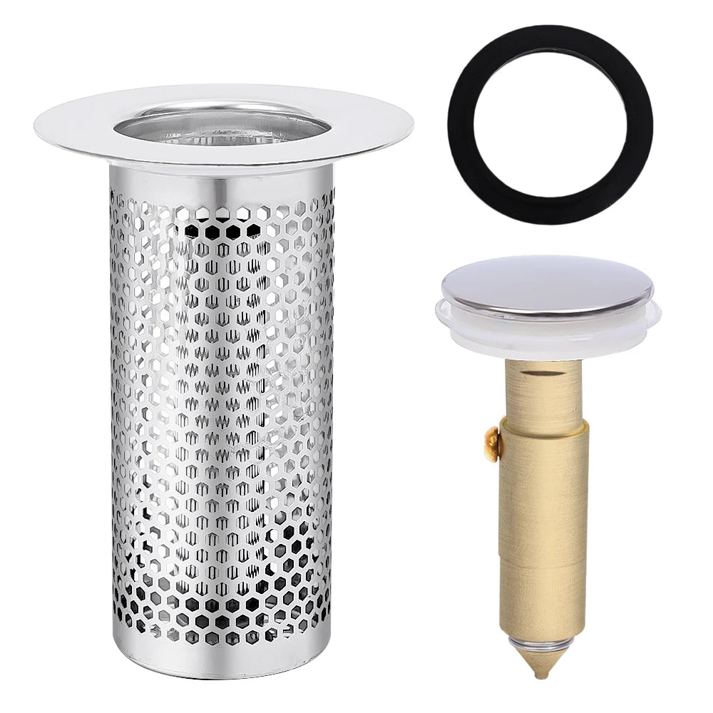 Filtre de Vidange de Sol en Acier Inoxydable, Bouchon de Lavabo, Anti-Odeur, Pop-Up, Noyau de Rebond, Bouchon de Bassin, Attrape-Cheveux, Crépine d'Évier de Douche