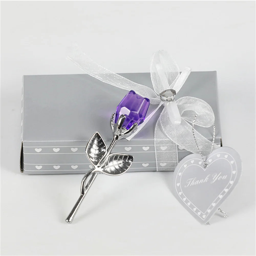 Fleur de rose artificielle en verre de cristal pour petite amie, argent, or, cadeau de la Saint-Valentin, cadeau de mariage pour invité, le plus récent