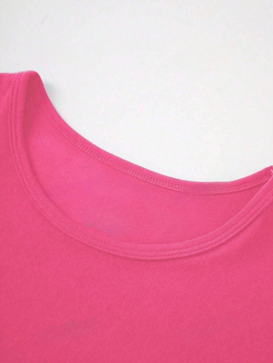 T-shirt basique à manches courtes et encolure dégagée pour femmes, t-shirts d'été mignons, vêtements Y2K, 2024