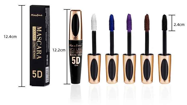 InjMascara 5D avec de grands yeux, bain et contenu noir durable, longueur, mascara imperméable et non agitant, et prolongé