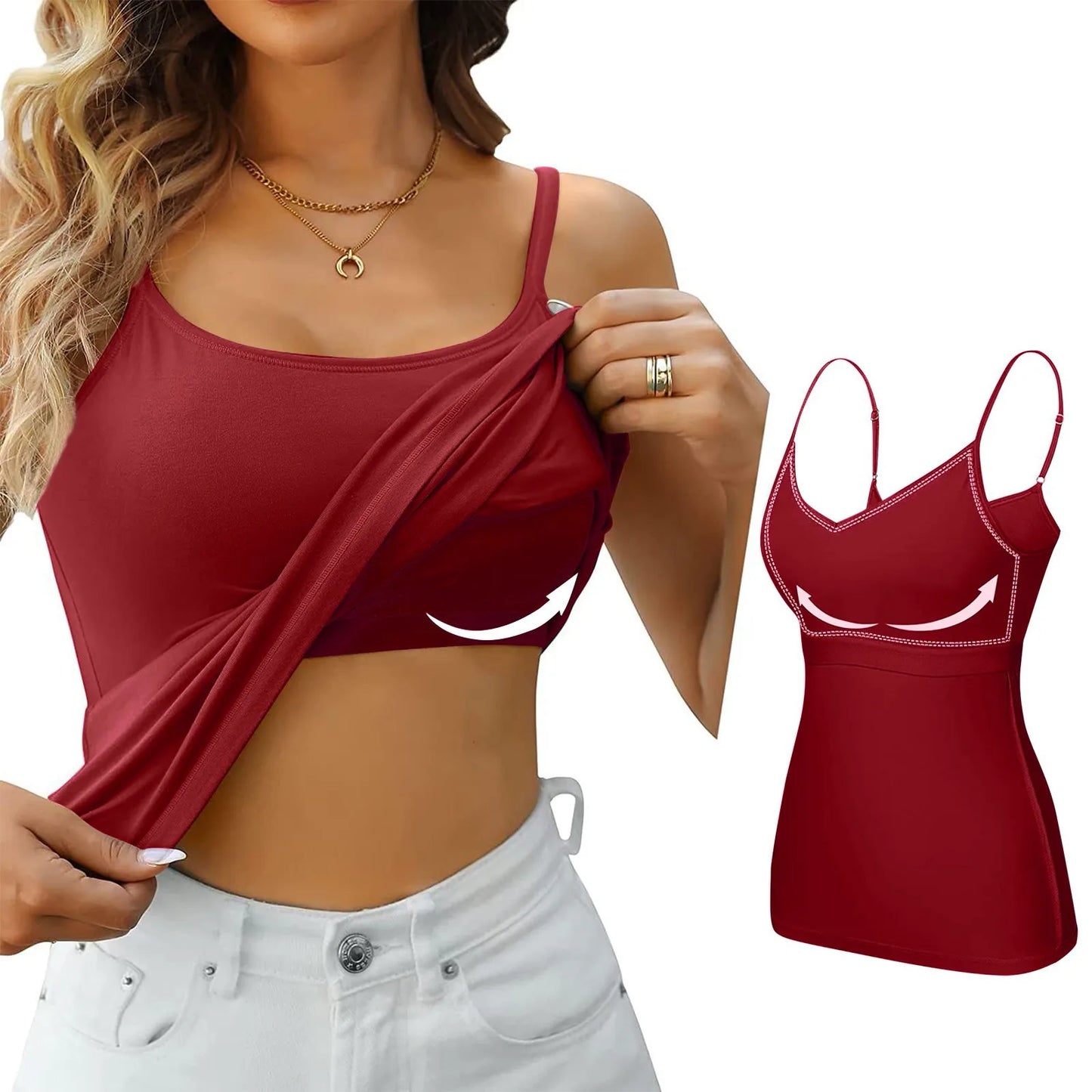 Soutien-gorge rembourré pour femme, haut précieux, camisole réglable, soutien-gorge intégré, camisole spaghetti en modal, vêtements de fitness