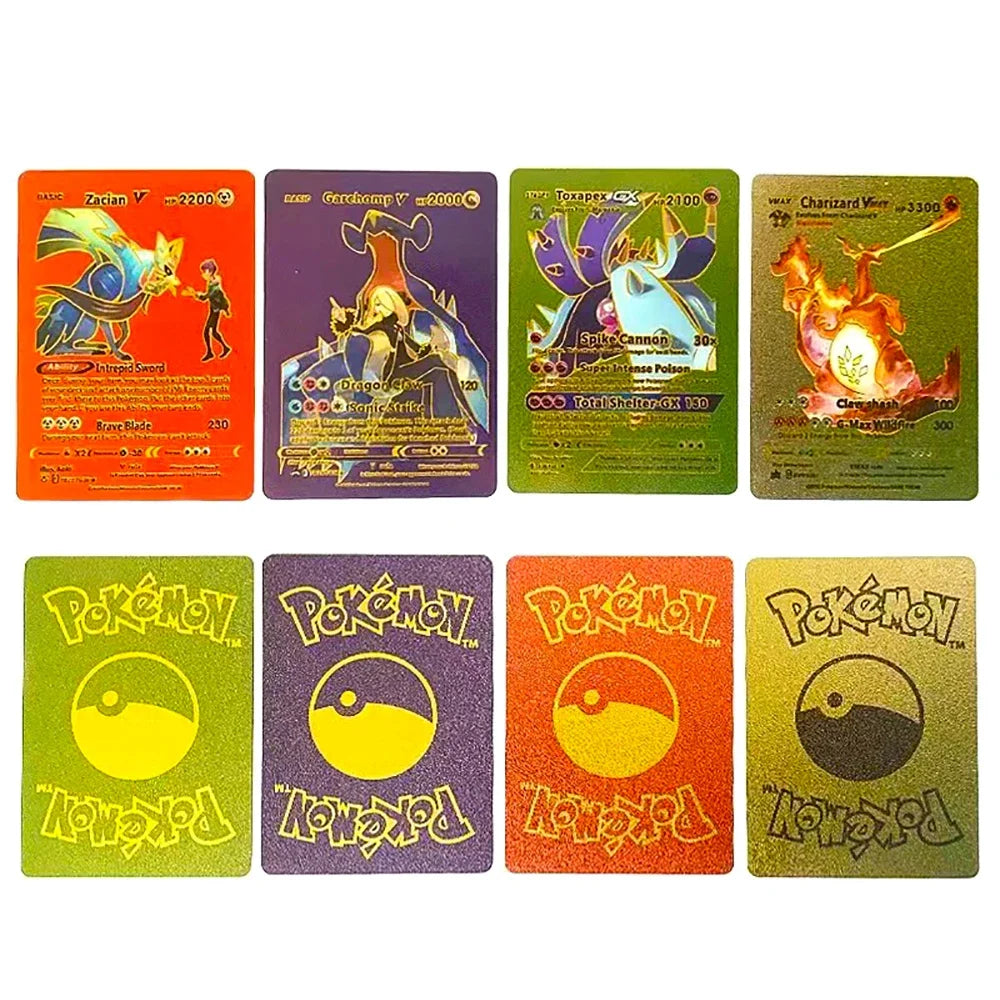 Cartes Pokémon couleur feuille d'or, cartes VMAX GX, anglais, français, espagnol, allemand, Pikachu, Charizard, Arc192., cadeau, 27-110 pièces