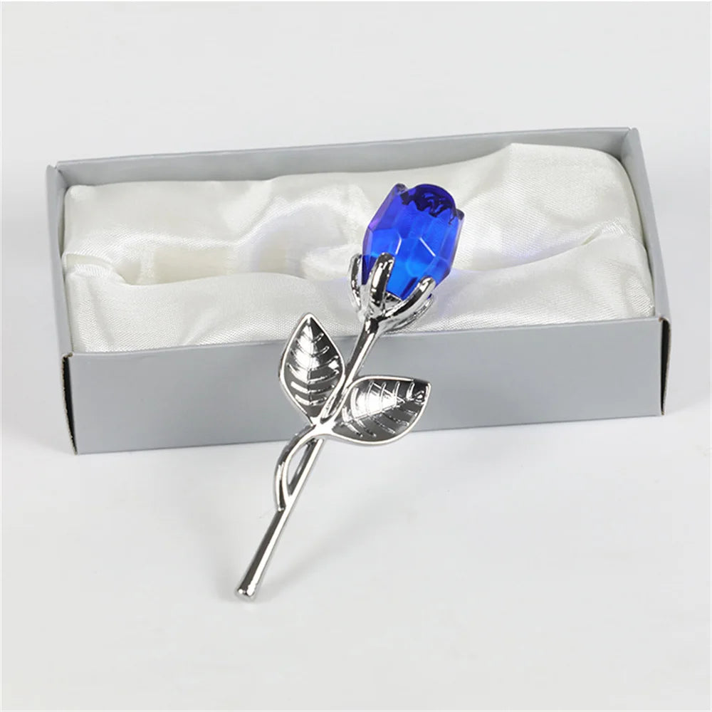 Fleur de rose artificielle en verre de cristal pour petite amie, argent, or, cadeau de la Saint-Valentin, cadeau de mariage pour invité, le plus récent