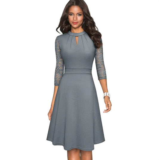 Stand-Up Collar A-Line Swing Dress