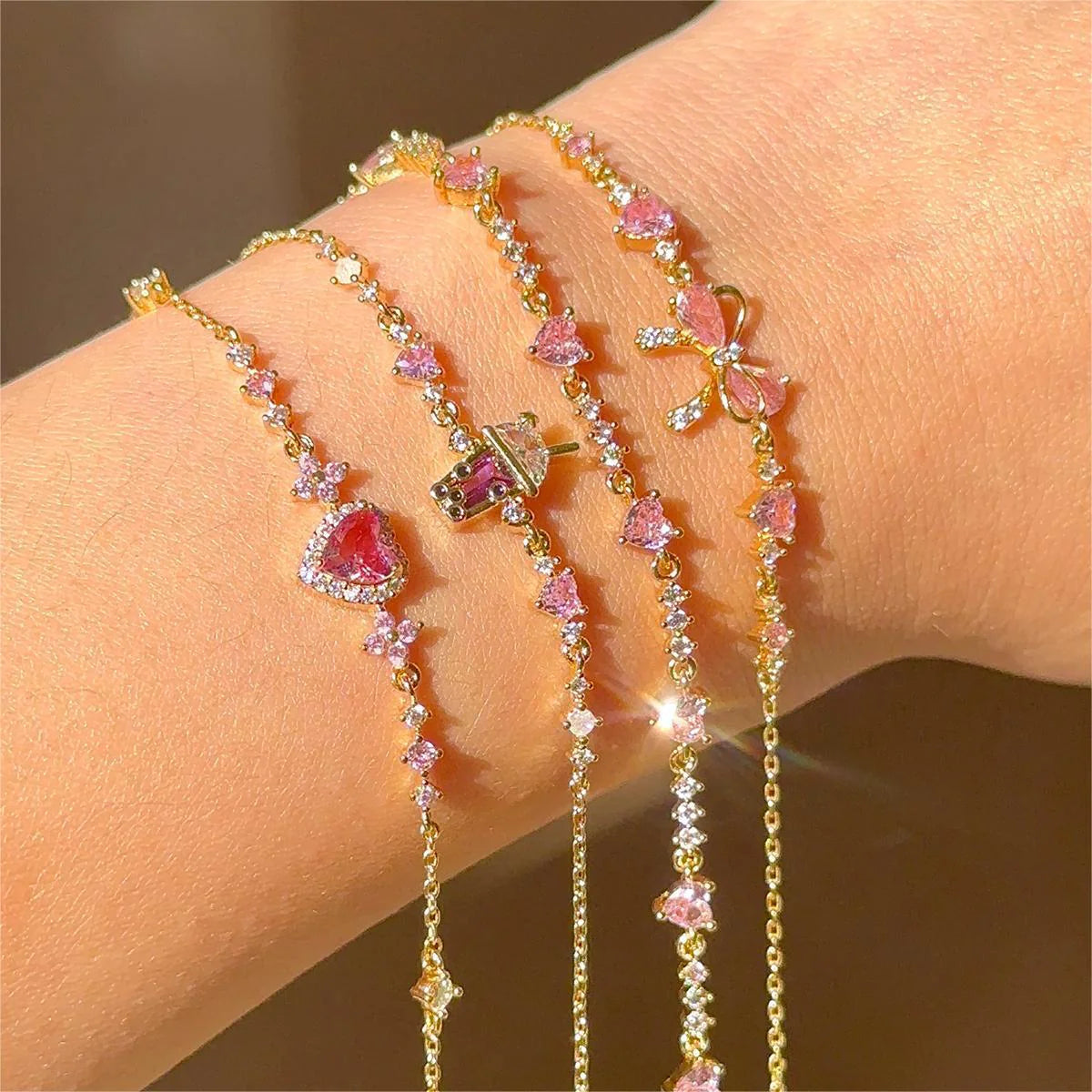 Bracelet Rhinestone Nœud Doux