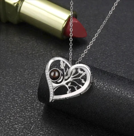 S925 Sterling Silver 100 Language Projection Necklace