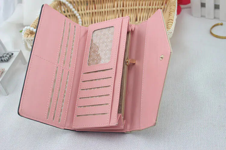 Fashion Women Leather Envelope Clutch Wallet Long Card Holder Purse Bag Handbag