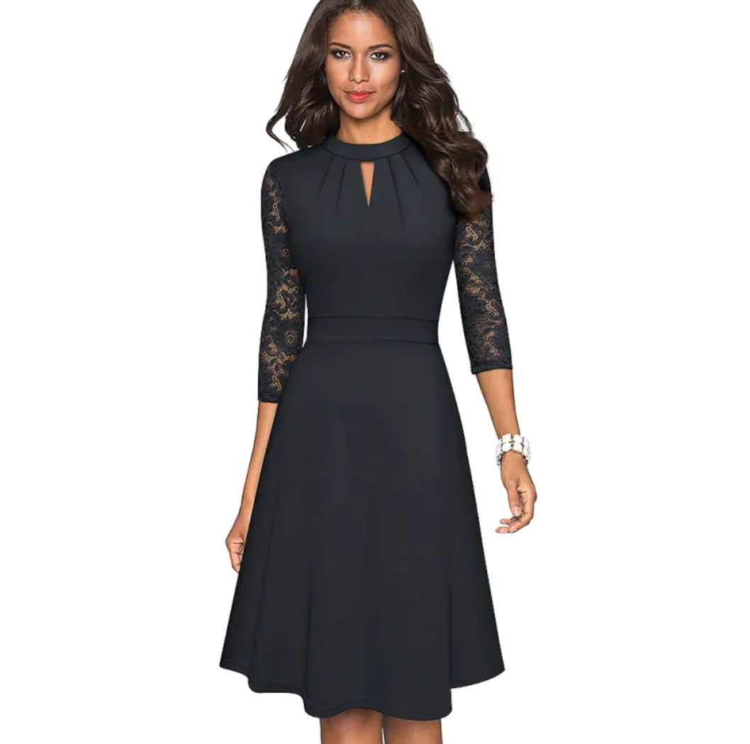 Stand-Up Collar A-Line Swing Dress