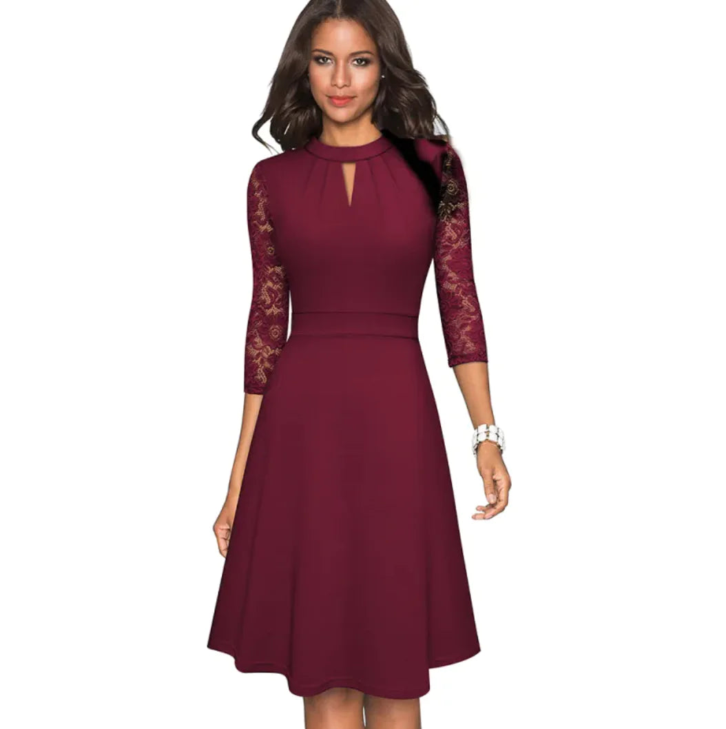 Stand-Up Collar A-Line Swing Dress