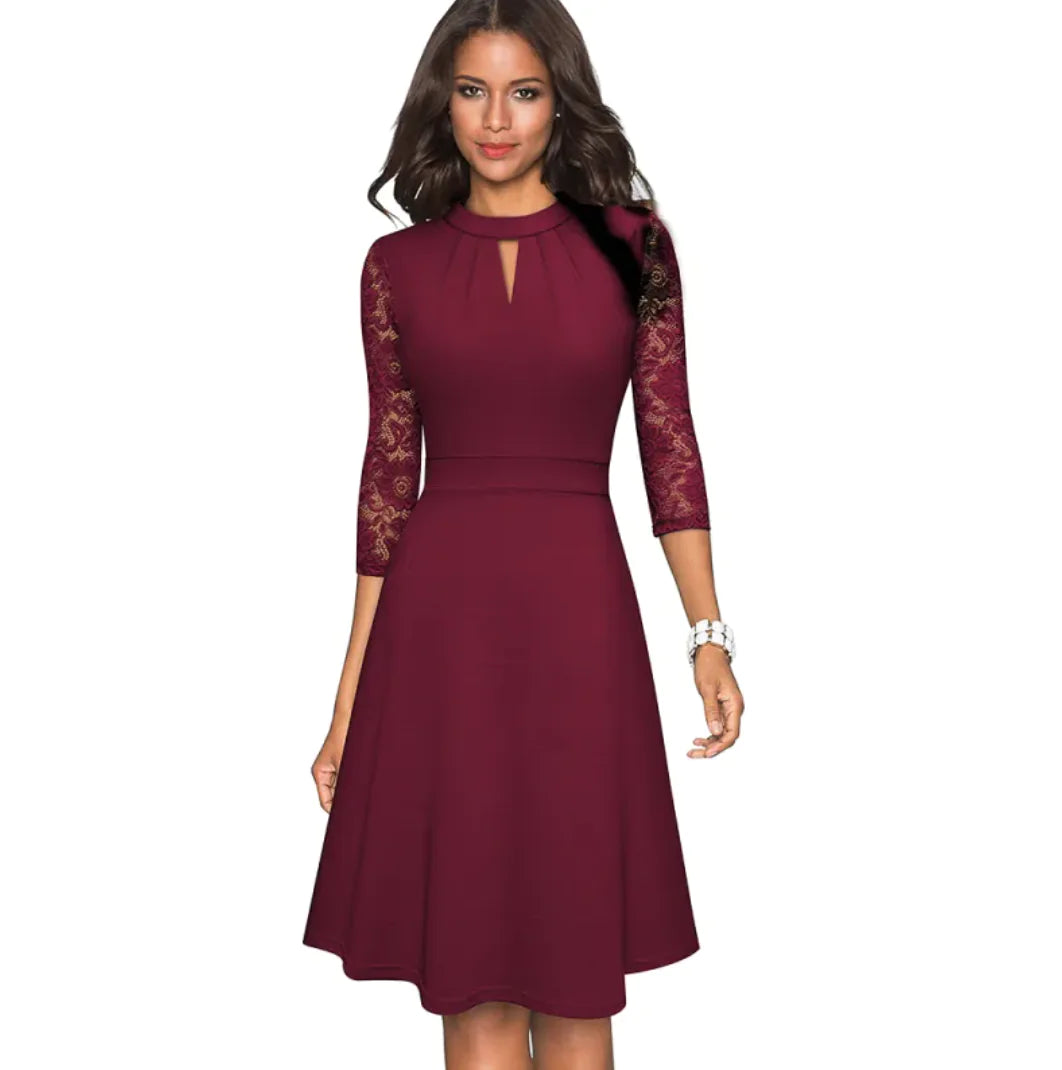 Stand-Up Collar A-Line Swing Dress